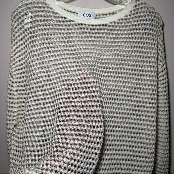 COS Cream Knit Fishnet Coverup Long Sleeve Tunic Sweater Size Small - Picture 9 of 15